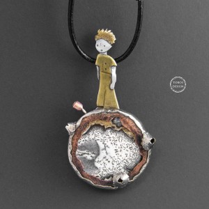 Mały książe- srebrny wisior z agatem dendrytowym