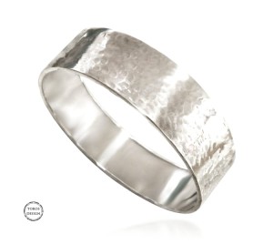 Srebrna szeroka młotkowana bransoletka,  srebro 925