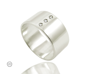 Srebrna obrączka z cyrkoniami, srebro 925.