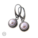 Różowa perła - srebrne kolczyki z perłami