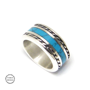 Szeroka obrączka z turkusem