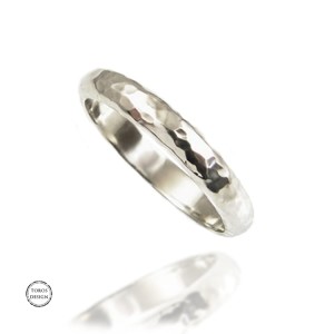 Srebrna młotkowana obrączka,  srebro 925