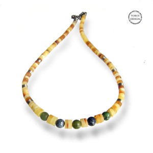 Naszyjnik z bursztynowymi dropsami